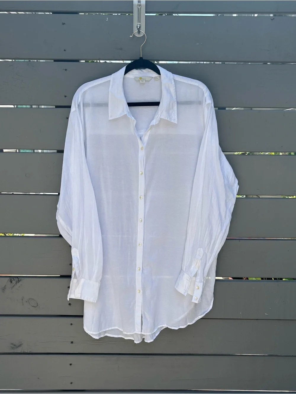 Boden White Oversized Longline Button Down Shirt US 20 22 Cotton Blend Tunic
